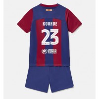 Fotballdrakt Barn Barcelona Jules Kounde #23 Hjemmedraktsett 2023-24 Kortermet (+ Korte bukser)